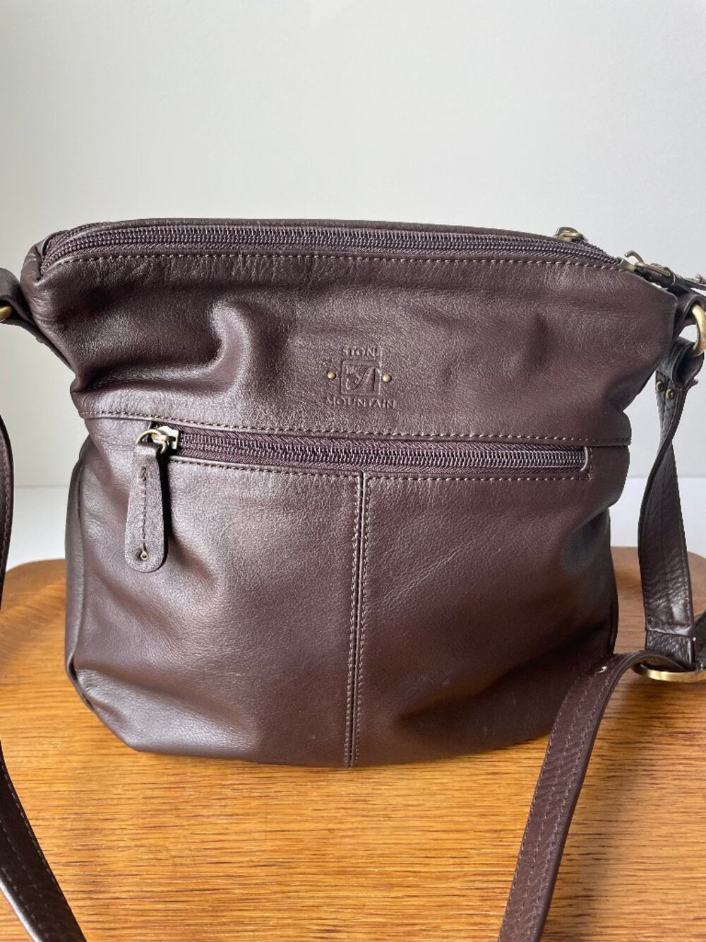 Brown Pebbled Leather Studded Shoulder Bag Western Stone Mountain Purse - Picture 2 of 14